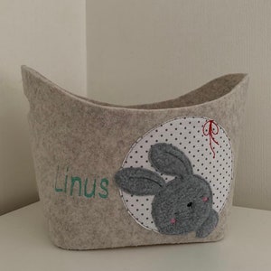 Cesto de feltro com motivo de Páscoa e nome desejado para crianças *Presente personalizado*Presente de nascimento*Presente de batizado*Cesta de Páscoa*Presente de Páscoa