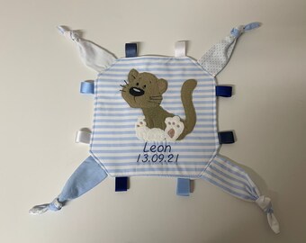 Tissu câlin bébé enfant avec lion et nom de vœux *Cadeau pour la naissance*Cadeau Bébé*Cadeau pour le baptême