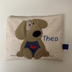 Almofada de grãos com pontos brancos de urso Presente personalizado*Presente de nascimento*Presente de batismo Almofada térmica