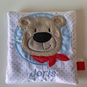 Almofada de grão bordada com nome desejado e urso com bolinhas cinza *Presente personalizado*Presente de nascimento*Presente de batismo Almofada térmica