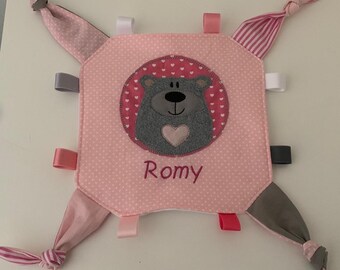 Personalized cuddly towel bear pink gift for birth* Gift baby* Desired name