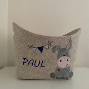 Filzkörbchen mit Esel und Wunschname *Personalisiertes Geschenk*Geschenk zur Geburt*Geburt zur Taufe