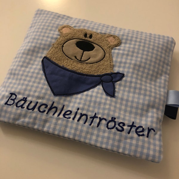 Körnerkissen Bär blau „Bäuchleintröster“ Personalisiertes Geschenk*Geschenk zur Geburt*Geschenk zur Taufe Wärmekissen