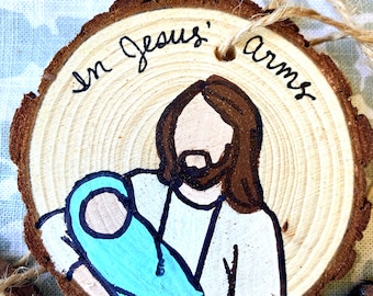Rainbow Baby Custom Ornament, Miscarriage Stillborn Baby Personalized Ornament, In Jesus' Arms Baby Ornament, Miscarriage Custom Ornament