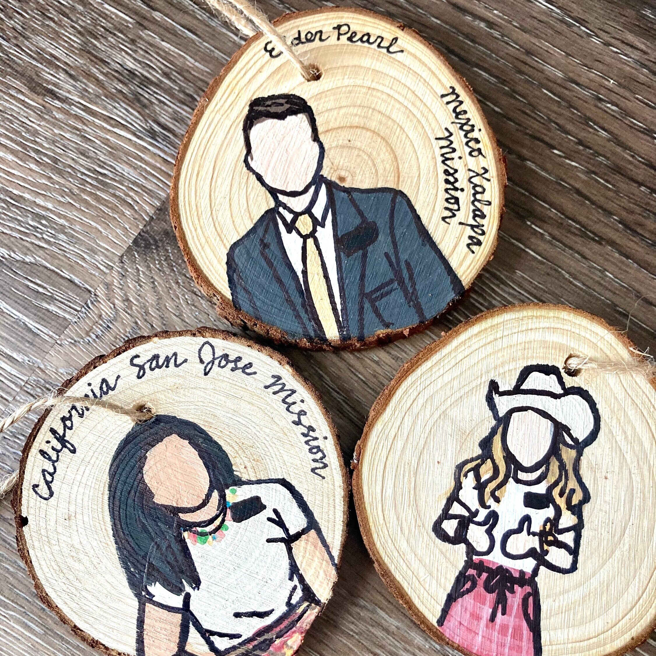 Custom Missionary Ornament, Custom Ornament, Missionary Ornament, LDS Wood Ornament, Faceless Missionary Portrait, Custom Christmas Ornament