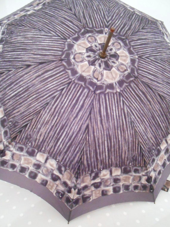 50s 60s vintage Umbrella grey patterned