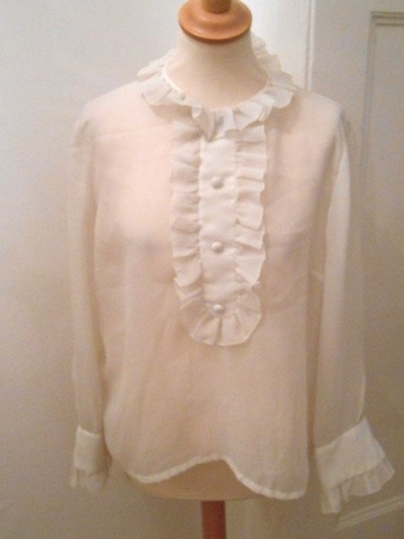 White transparent ruffle blouse 60s 70s vintage