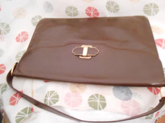 Big brown 20s 30s clutch handbag