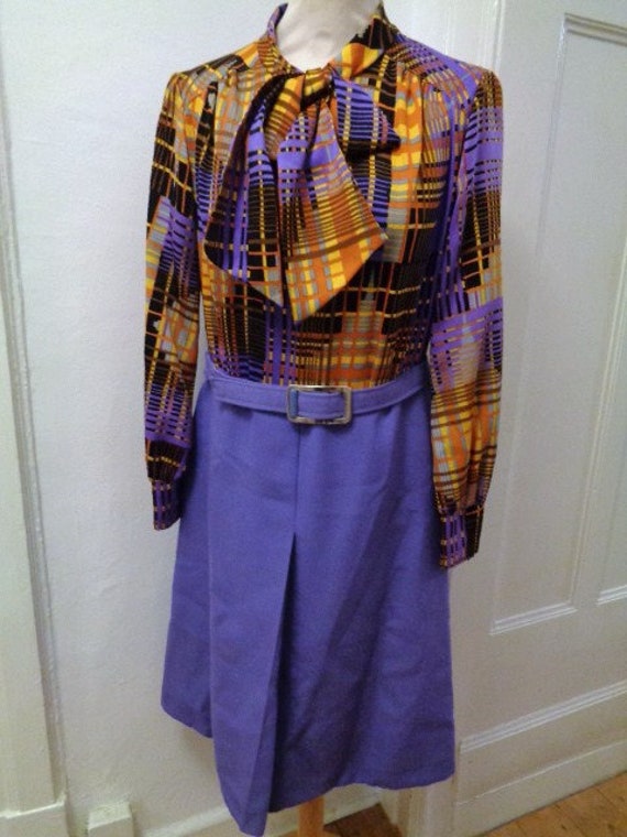 shrill 70s two-piece dress and jacket purple orang