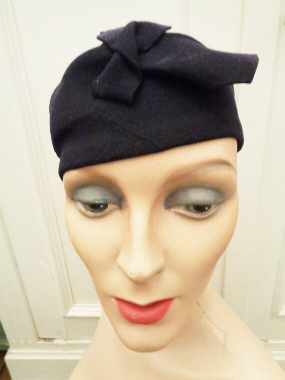 20s 30s night blue felt hat headpiece