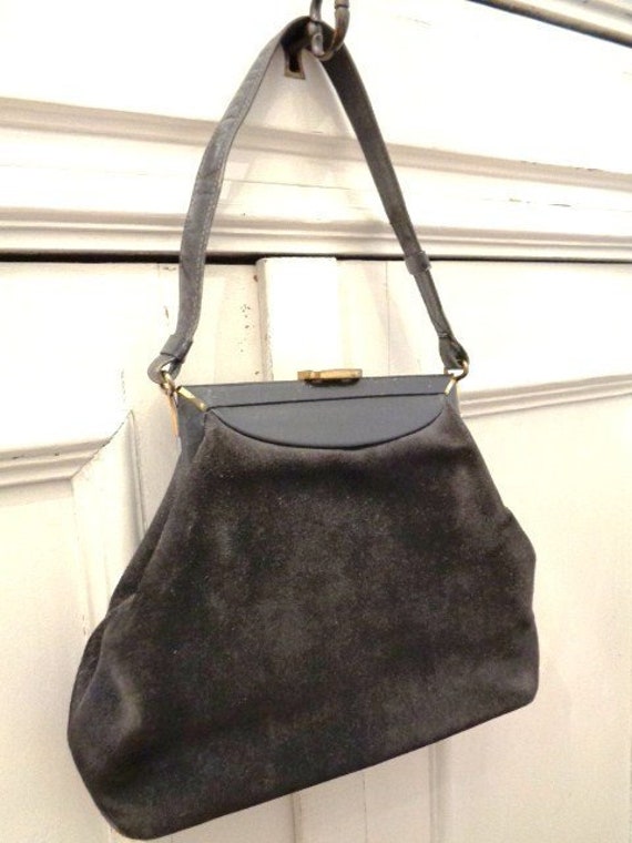 dark grey suede handbag