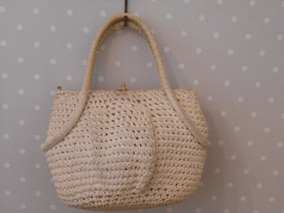 Unusual bright fixed 60s crochet bag