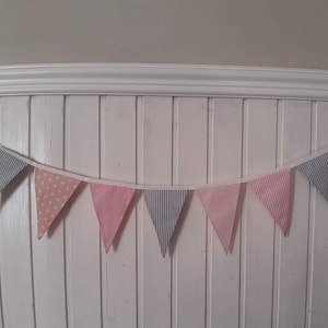 Pennant Chain Girls Stars Pink Grey with Name Decoration Children&#39;s Room 140-240 cm