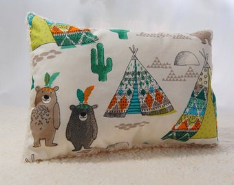 Kuschelkissen Kinder Tipi Bären Indianer mit kuscheligem Teddy Stoff Geschenk Kinder