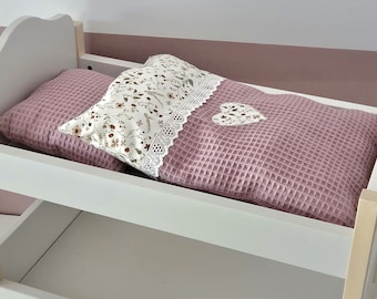 Puppenbett/Puppenwagen Set Kissen Blumen Rosa Geschenk Mädchen Geschenk