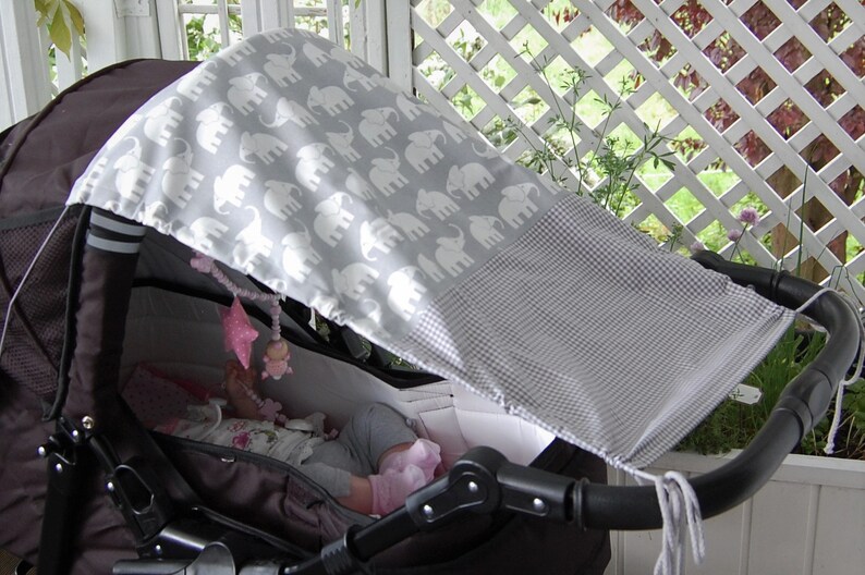 Stubenwagen Mit Stoff Beziehen : Sonnensegel kinderwagen elefanten vichy etsy