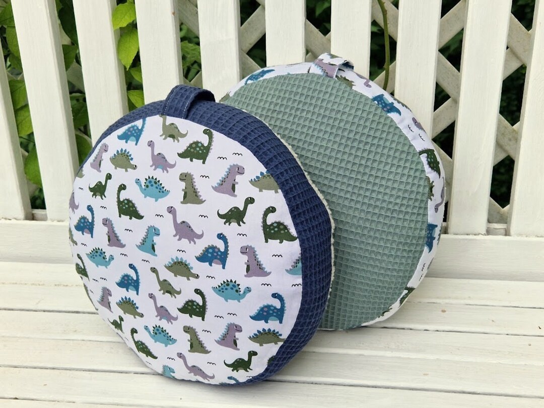 CEWROM Sitzkissen Rund 40cm Marine | Cordstoff Waschbar Bis 95°C