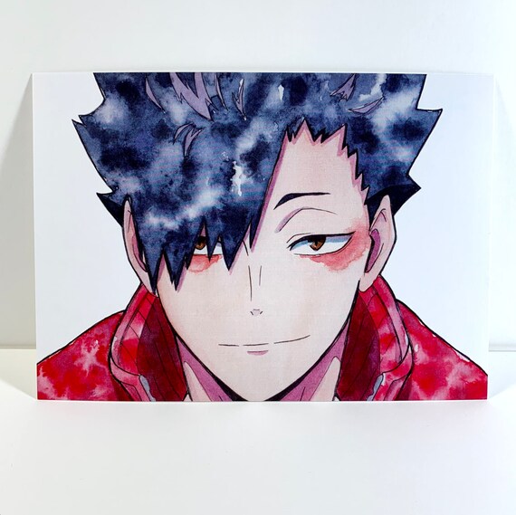 kuroo watercolour print haikyuu anime art etsy