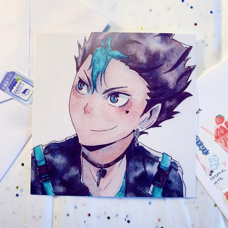 Eboy Nishinoya Print Haikyuu Watercolour Anime Art Etsy
