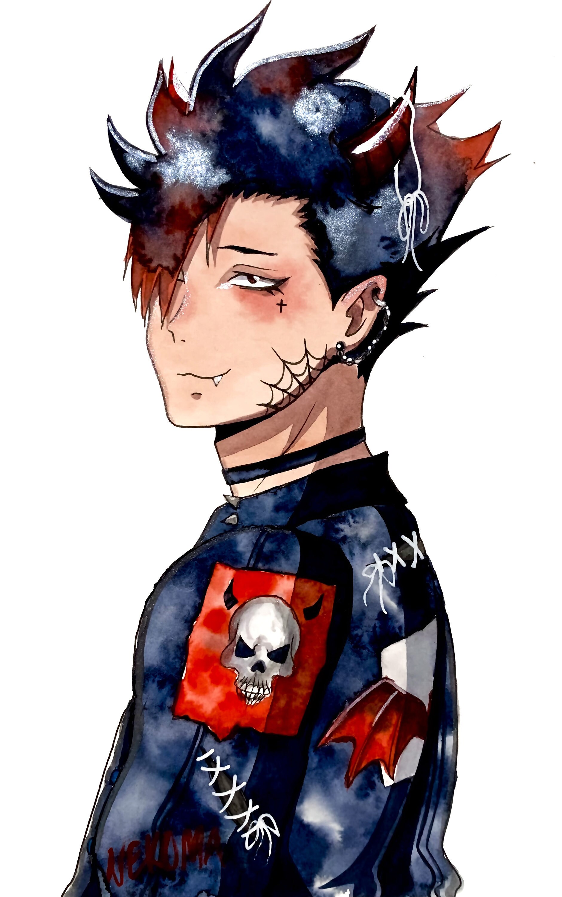 Emo Kuroo Haikyuu Watercolour Painting Etsy