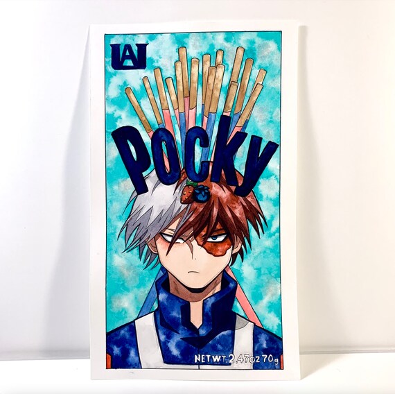 Pocky Todoroki Watercolour Anime Painting My Hero Academia Etsy