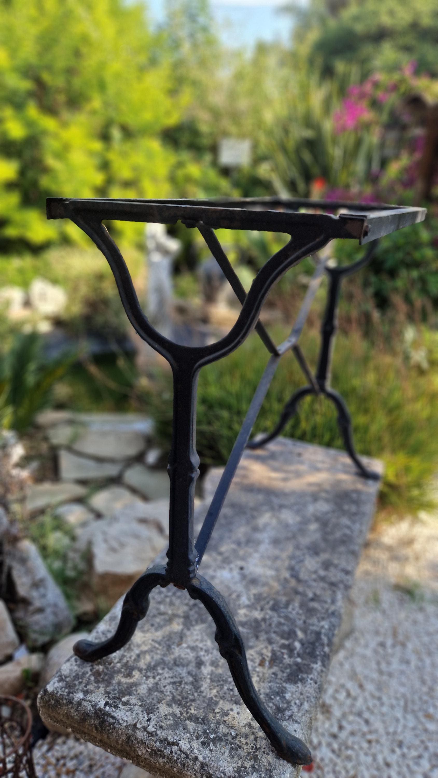 French bistro table legs, Paris vintage wrought iron table support, garden decor