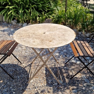 French vintage garden terrace table, folding patio table