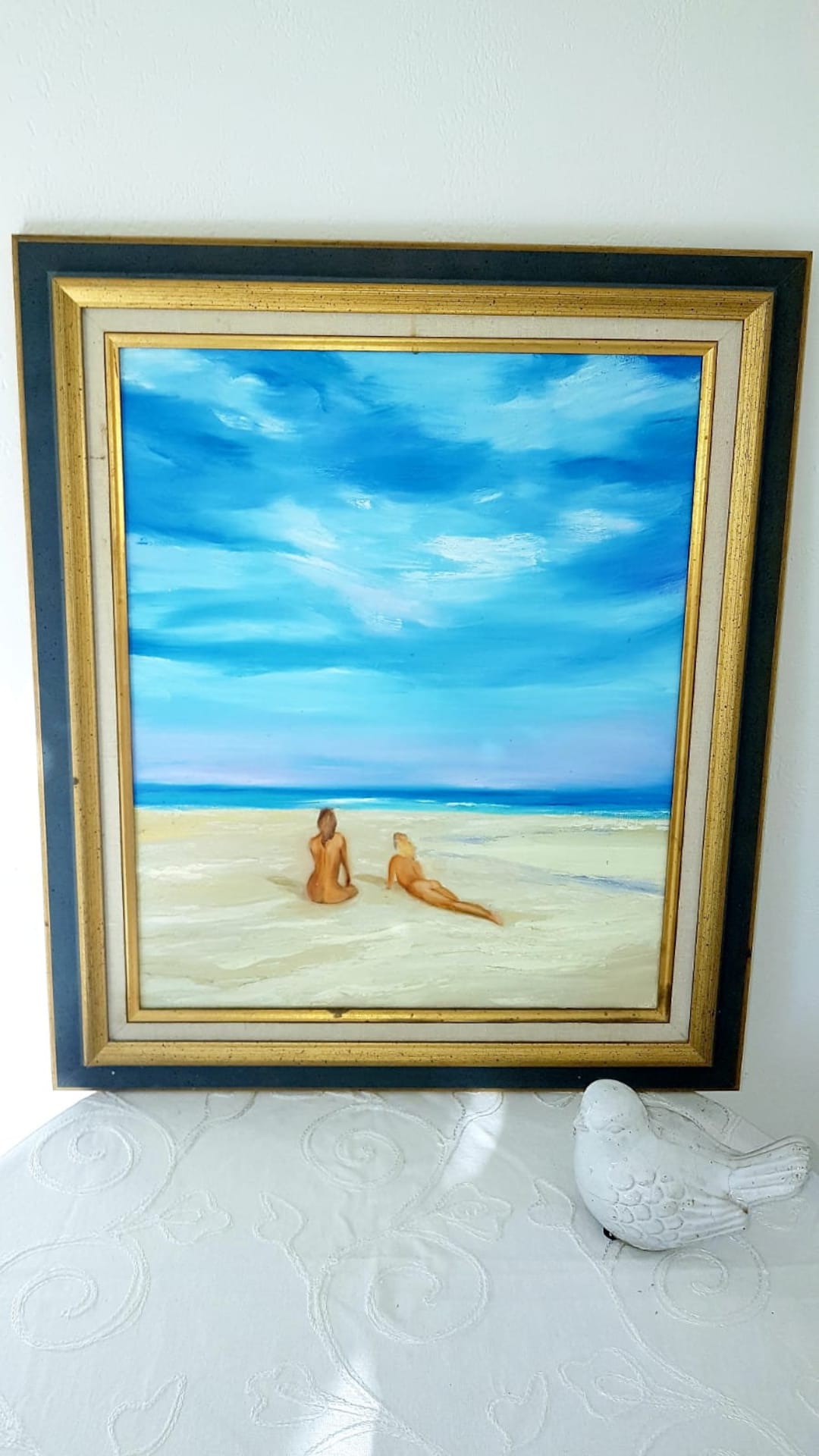 Naked Women Lying on the Beach Painting 20x