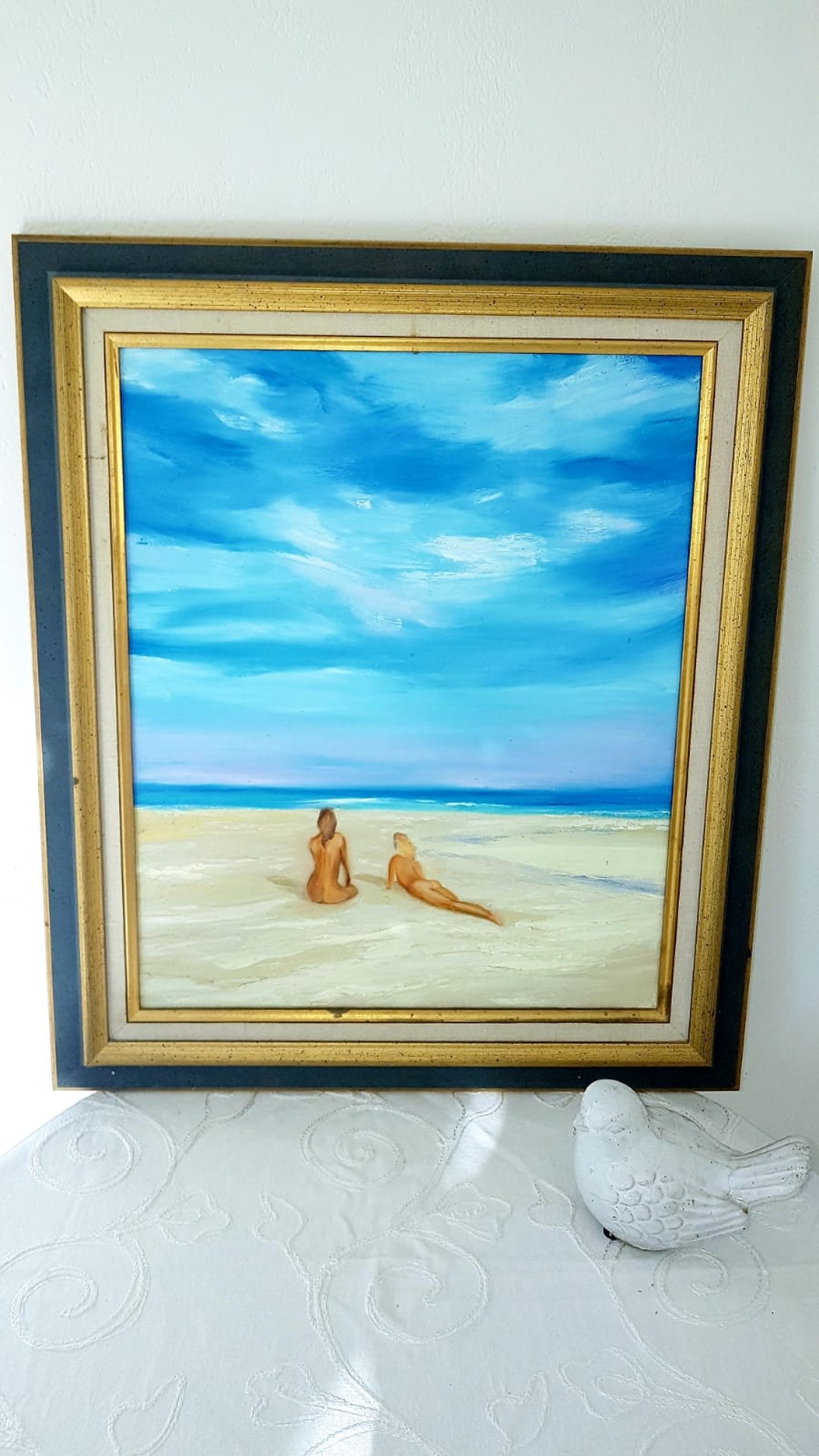 Naked Women Lying on the Beach Painting 20x