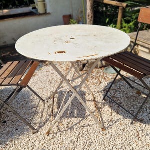 French vintage garden terrace table, folding patio table