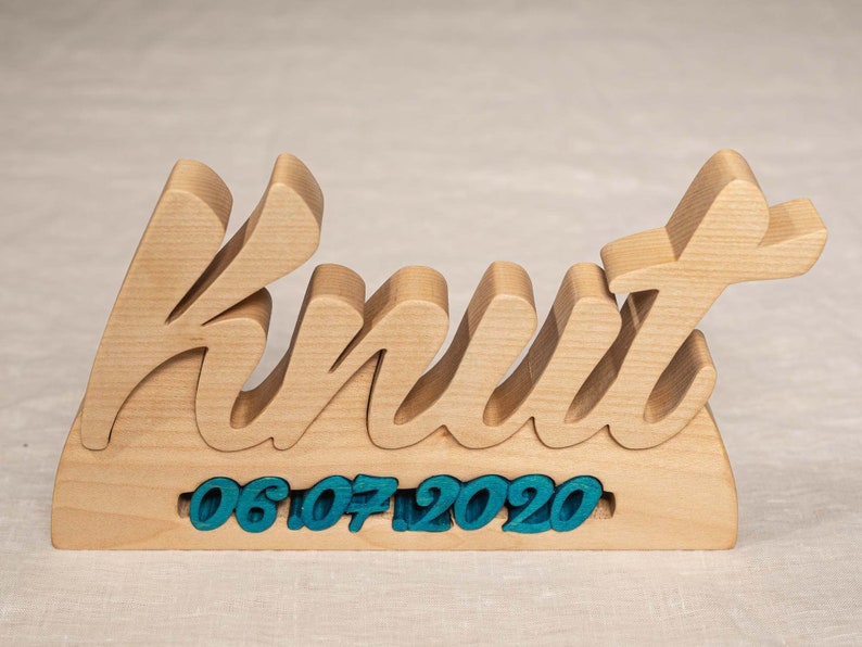 Name mit Geburtsdatum aus Holz Schriftzug aus holz zum hinstellen geschenk zur geburt, taufgeschenk, kinderzimmer, geburtstagsgeschenk Bild 8