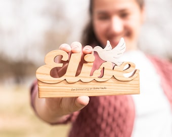 Godfather gift for baptism: Name with dove and personal engraving – personalized christening gift | Godmother / godfather / for godchild