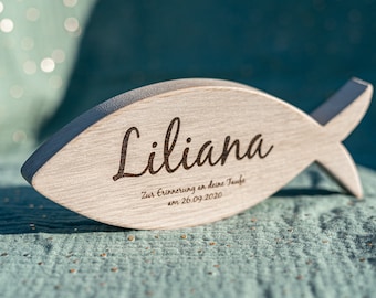 Persönliches Geschenk zur Konfirmation, Christenfisch mit Name, aus Holz und deiner Widmung