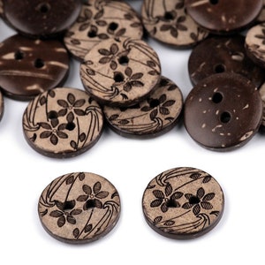 10 wooden buttons 15 mm 17 mm 20 mm flower coconut wooden button sewing wood