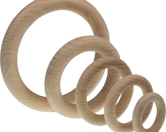 5 Holzringe 56x9mm Buchenholz natur Holz Ring basteln