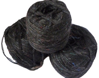 300g knitting and crochet yarn black multi-thread hand-wound (20,00EUR/kg)