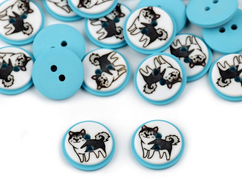 Children's button animals 5 pieces 15 mm button decoration appliqué 5 Stück Hund