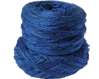 200g knitting and crochet yarn blue multi-threaded hand-wound (20,00EUR/kg)