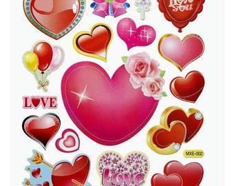 2D Sticker XL Herzen Aufkleber basteln rot Valentinstag Herz