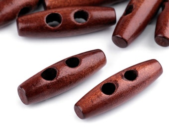 10 toggle buttons 12 x 40 mm red-brown