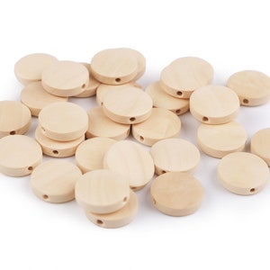 Wooden beads flat 15 mm 20 mm 25 mm natural round craft wood