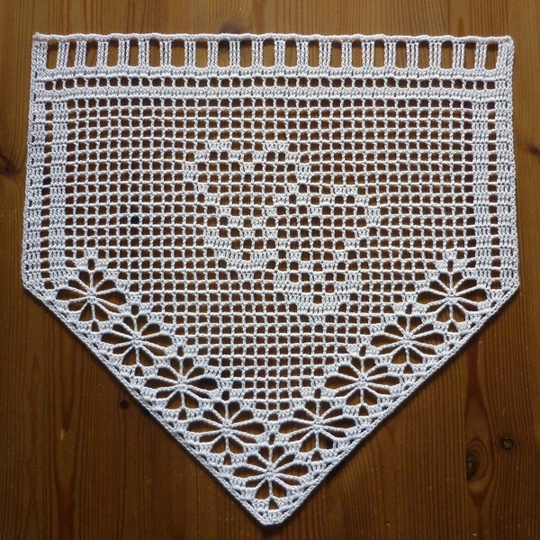 Crochet curtain 35 x 34 cm white handmade curtain panel curtain crocheted cotton hearts