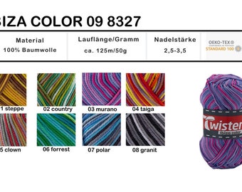 50g Strickgarn Häkelgarn   Twister Ibiza  Baumwolle stricken häkeln bunt  (58,00EUR/kg)