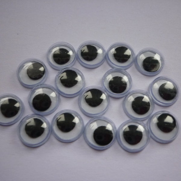 50 Wackelaugen  5mm 6mm 7mm  8mm 10mm  14mm  Bastelaugen  Goggle Eyes  rund   zum kleben  basteln