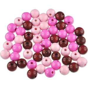 85 Holzperlen 8mm Mix sortiert schweißfest speichelfest Holz Perlen basteln fädeln braun grün rot blau pink Pink