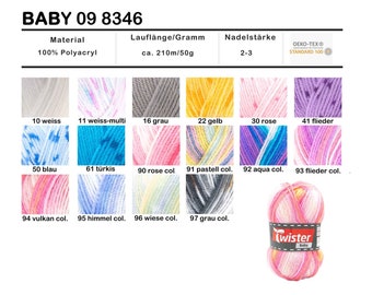 50g Baby  Strickgarn Häkelgarn Polyacryl gepunktet stricken häkeln bunt  (40,00EUR/kg)