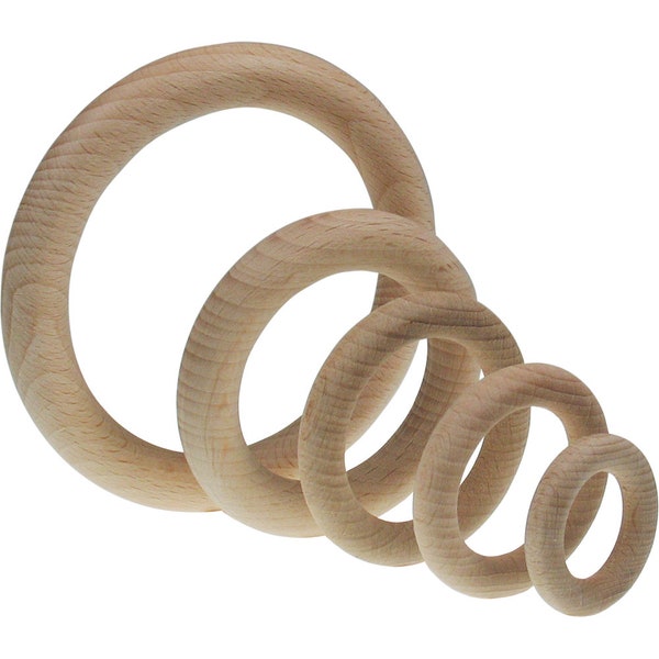 5 Holzringe 35x7mm Buchenholz natur Holz Ring basteln