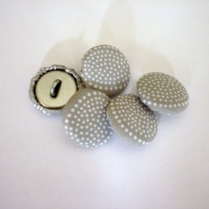 5 fabric buttons 20 mm grey dot dotted fabric button