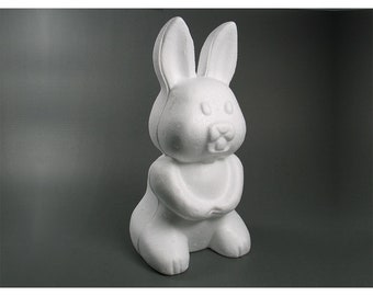 Styropor Hase 24cm weiß basteln bemalen Ostern Frühling Pailletten bekleben