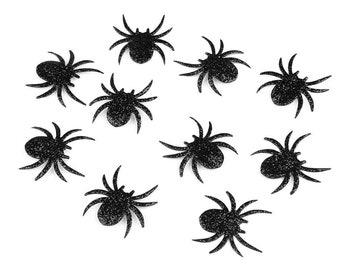 10 iron-on patches spiders 30 x 30 mm applique black